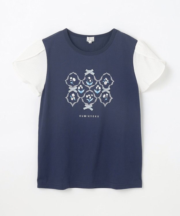 組曲 KIDS 【150-160㎝】スズランプリント Tシャツ ネイビー