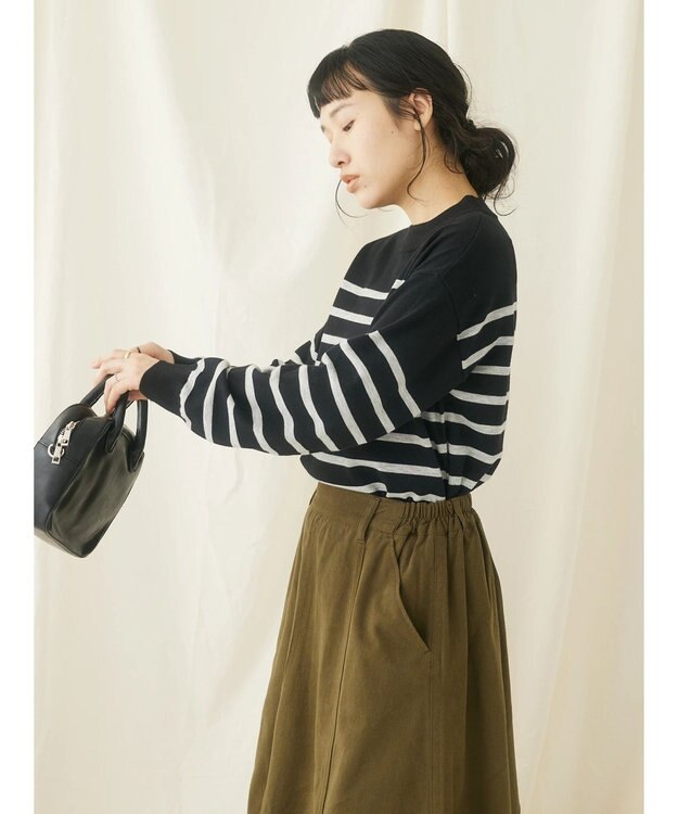 CRAFT STANDARD BOUTIQUE シルク混ニット長袖プルオーバー Black