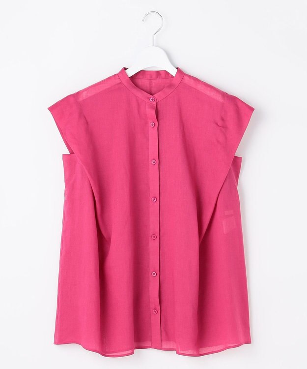 自由区 L 【WEB限定カラーあり】シアーラミーローンバンドカラー ブラウス ［WEB限定カラー］マゼンタ