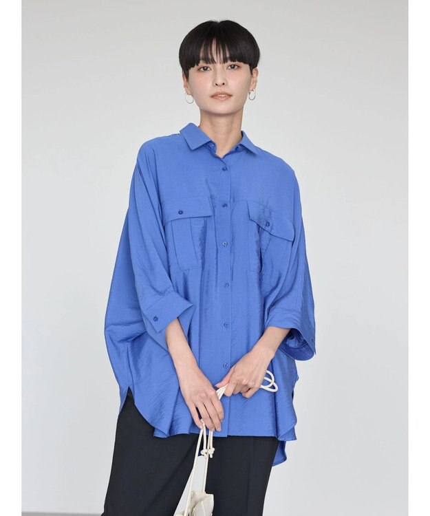 AMERICAN HOLIC 接触冷感Ｗポケットシャツチュニック Blue