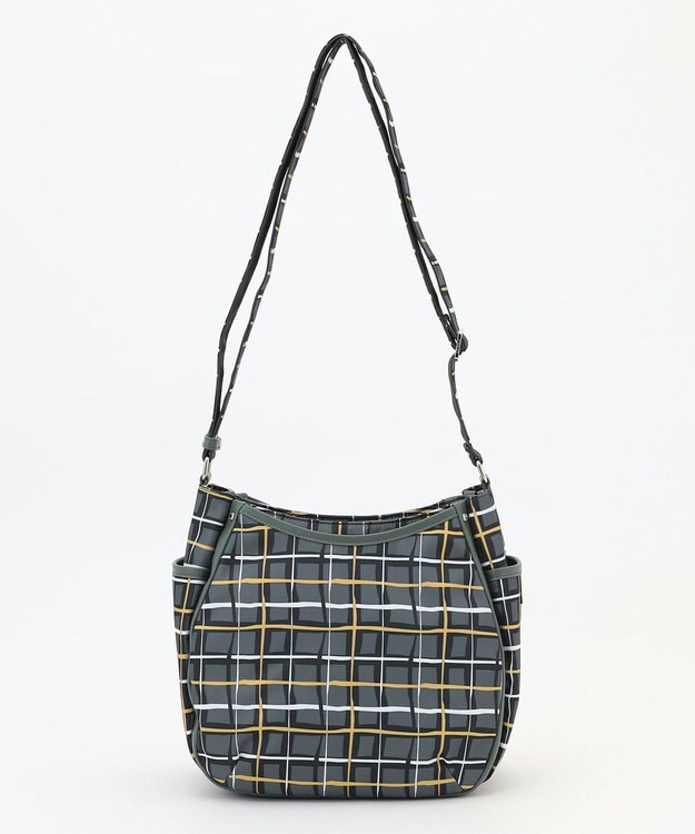 Y'SACCS ドローイングチェックショルダーバッグ グレー