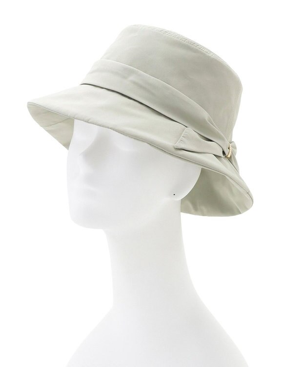 MOONBAT 【遮光100％・遮熱】FURLA(フルラ)リボン巻きダウン ハット 帽子 ロゴチャーム サイズ調整 撥水性 ミントグリーン