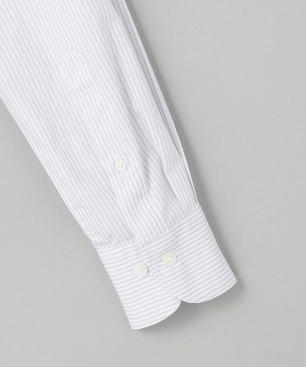 GOTAIRIKU 【形態安定】PREMIUMPLEATS_セミワイドカラー 通年ドレスシャツ（カラー ストライプ） ライトグレー系1