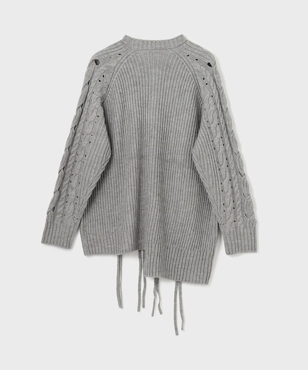 GRACE CONTINENTAL オーバーケーブルニットトップ グレー