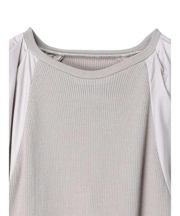 Green Parks armonia．袖布帛ニットプルオーバー Gray