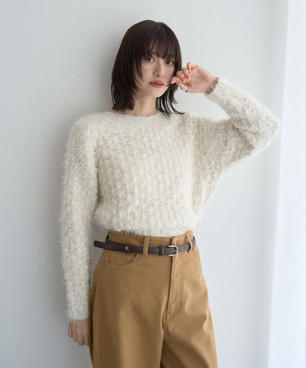 YECCA VECCA フェザーモールニット Ivory