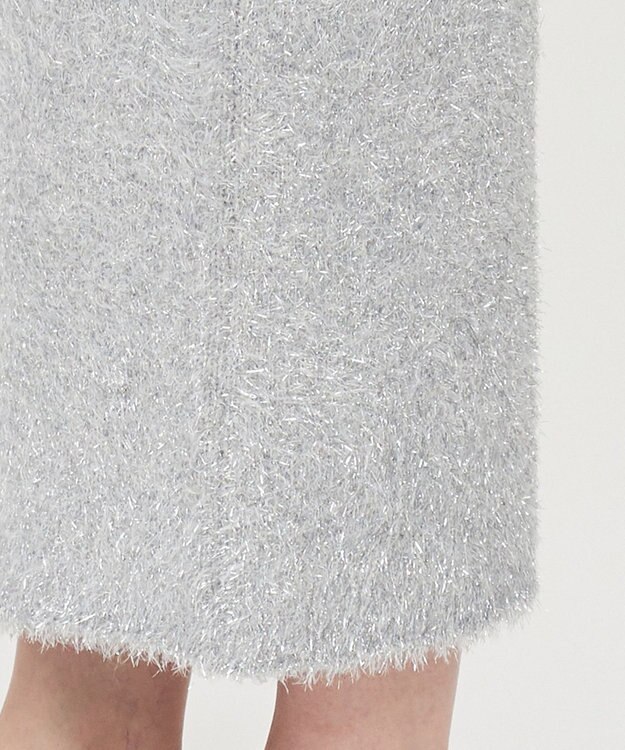 uncrave ラメ シャギー ニット スカート（uncrave STANDARD） シルバー×ライトグレー