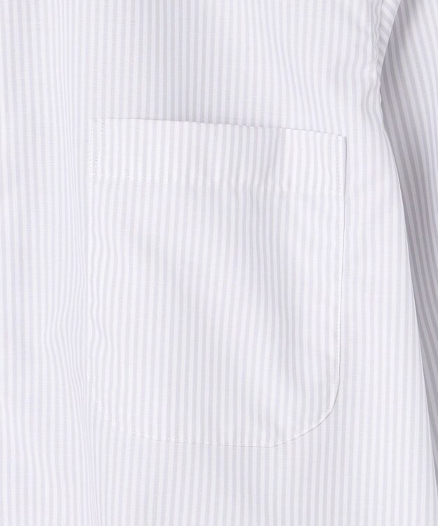 GOTAIRIKU 【形態安定】PREMIUMPLEATS_セミワイドカラー 通年ドレスシャツ（カラー ストライプ） ライトグレー系1