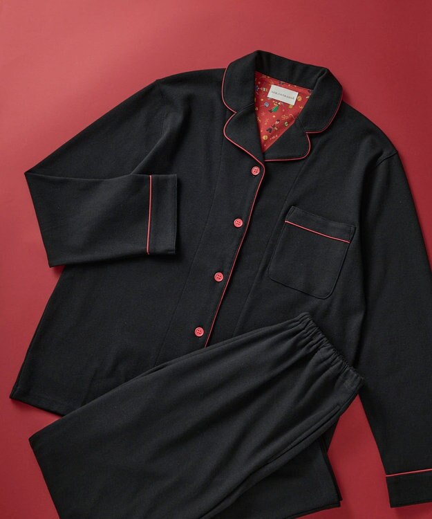 une nana cool 【綿100%】メリークリスマス！パジャマ MADE WITH LIBERTY FABRIC クリアブラック