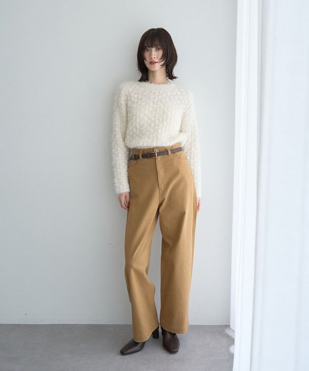 YECCA VECCA フェザーモールニット Ivory