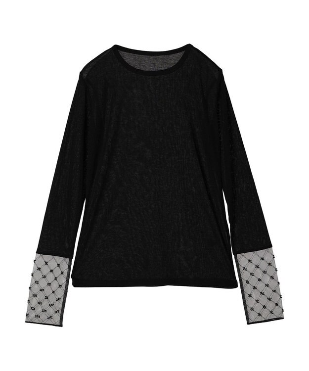 earth music&ecology チュールビジュープルオーバー Black