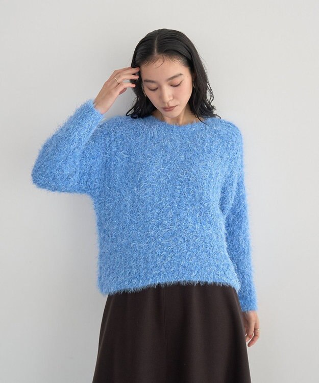 YECCA VECCA フェザーモールニット Blue