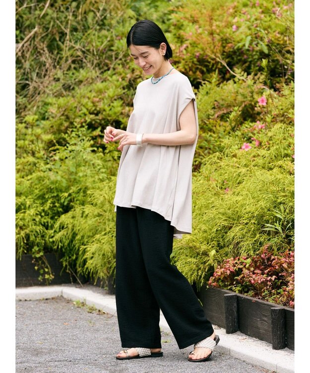 AMERICAN HOLIC 接触冷感フレンチスリーブカットチュニック Gray Beige