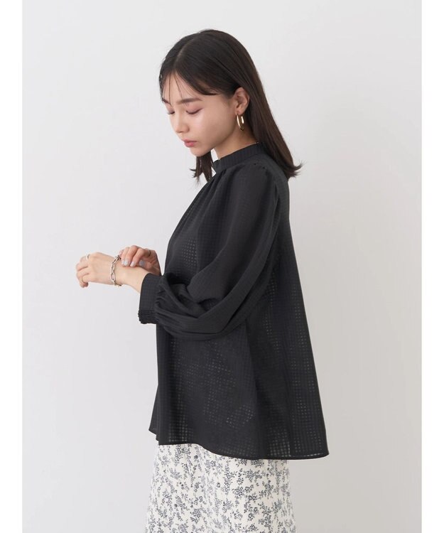 earth music&ecology Ｃｈｅｃｋドビーブラウス Black