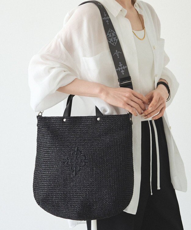 russet スリム2WAYトートバッグ <ナイロンラフィア>(CE-1717-WEB) Black