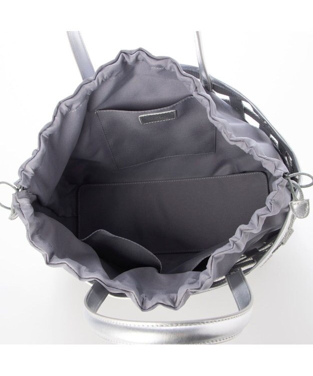 UNBILLION ペルケ perche / テープ透かし格子トートバッグL シルバー