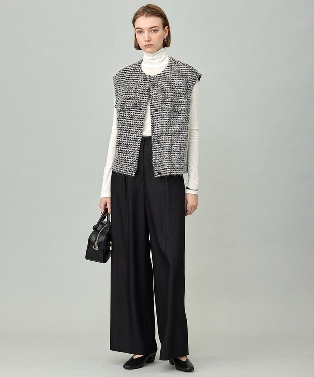 ICB フェザーツイード ベスト オフホワイト×ブラック系