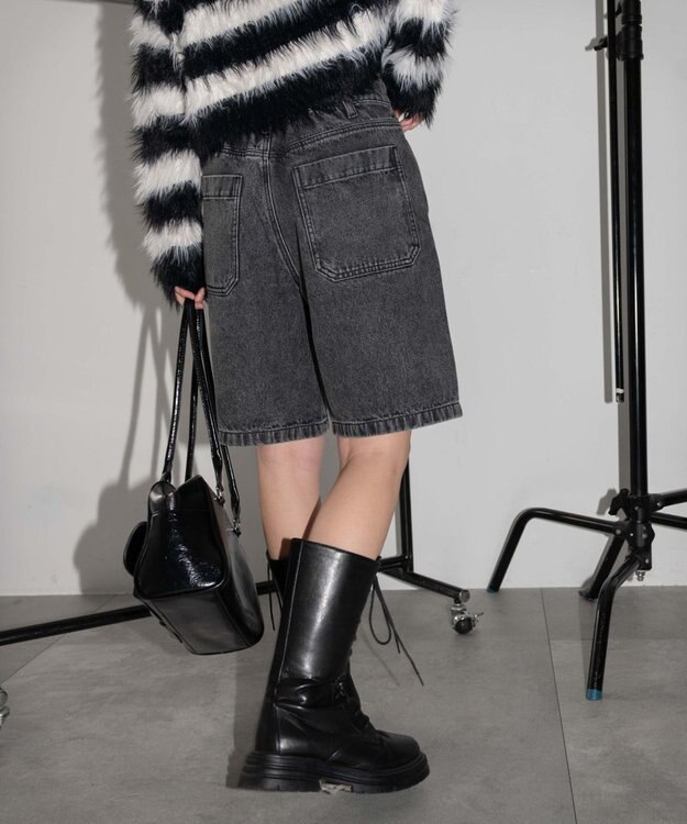 WEGO ヴィンテージウォッシュデニムハーフパンツ ブラックその他