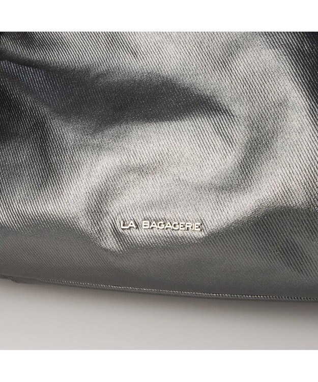 LA BAGAGERIE コーティングキャンバス ミニショルダーバッグ ガンメタリック