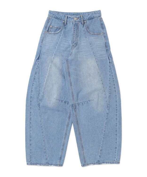 WEGO カーブラインバレルレッグデニムパンツ デニム淡色