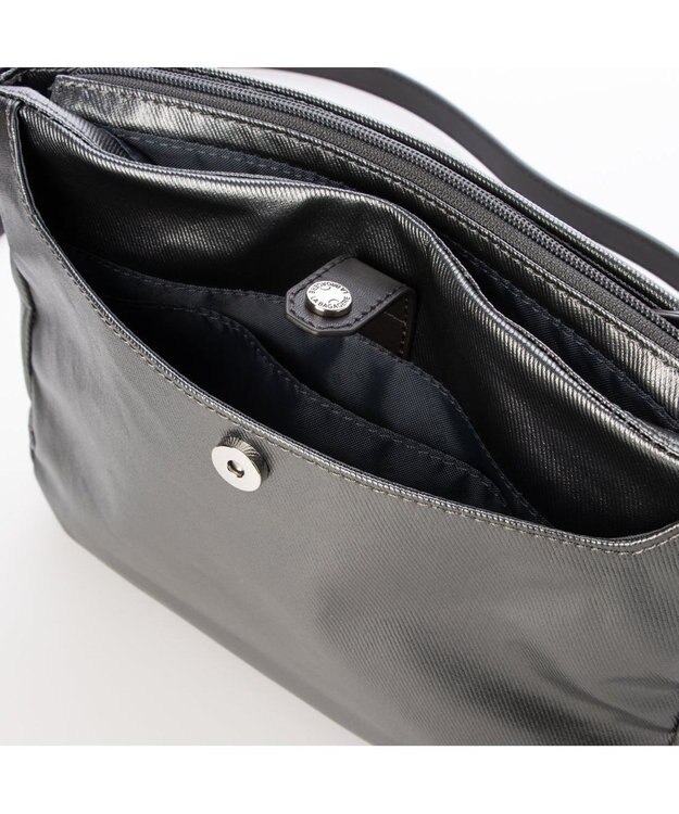 LA BAGAGERIE コーティングキャンバス ミニショルダーバッグ ガンメタリック