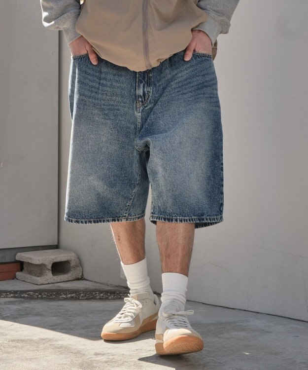 WEGO イージーバギーデニムショーツ デニム中濃加工色