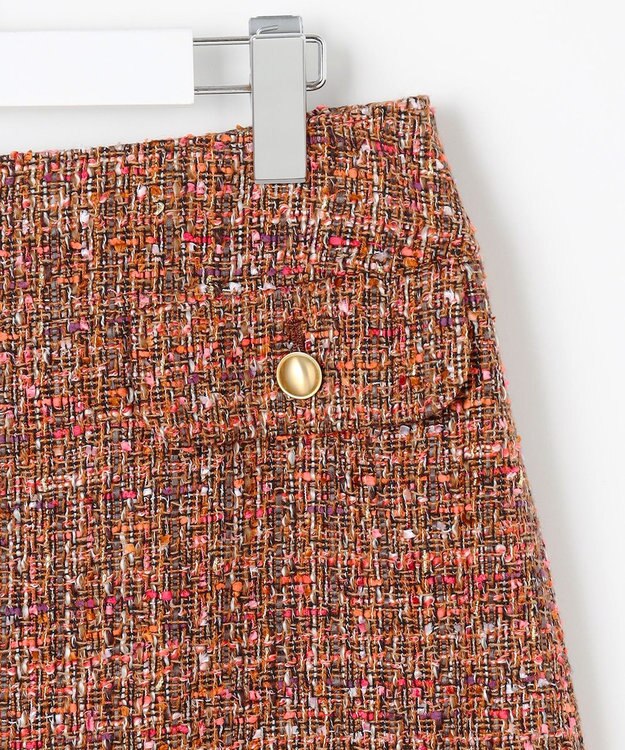自由区 ラメノットファンシーツイード スカート オレンジ系