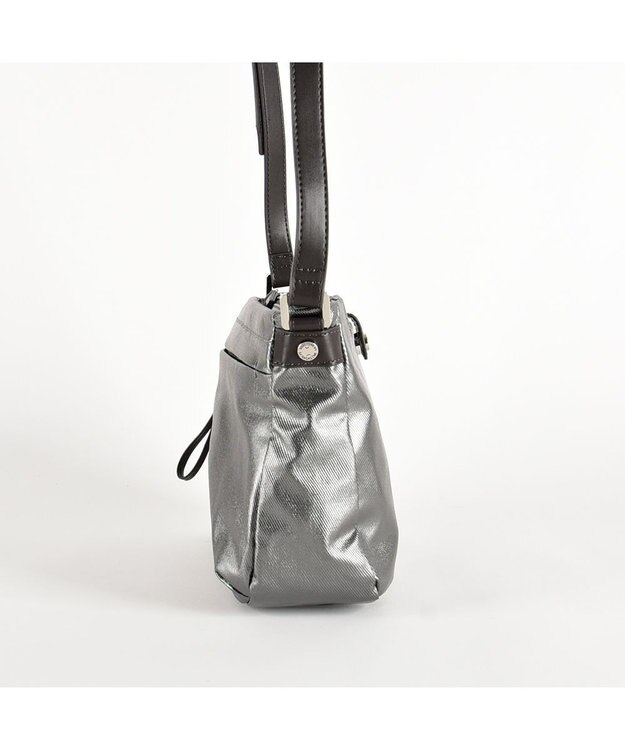 LA BAGAGERIE コーティングキャンバス ミニショルダーバッグ ガンメタリック
