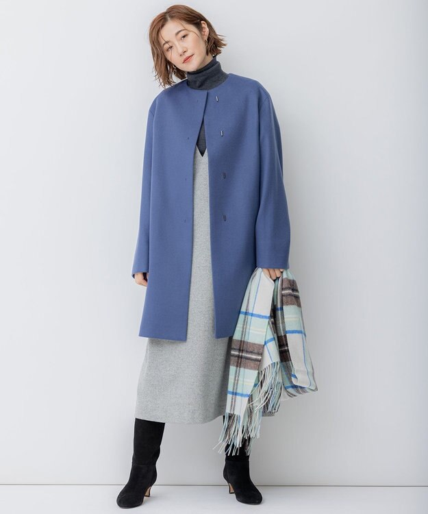 23区 【洗える】ウーステッドウール タートルネック ニット グレー系