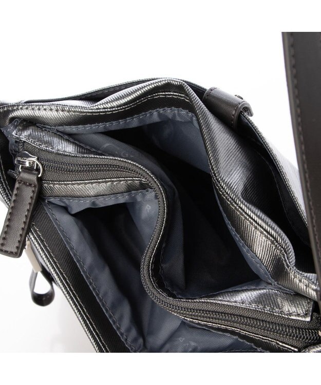 LA BAGAGERIE コーティングキャンバス ミニショルダーバッグ ガンメタリック