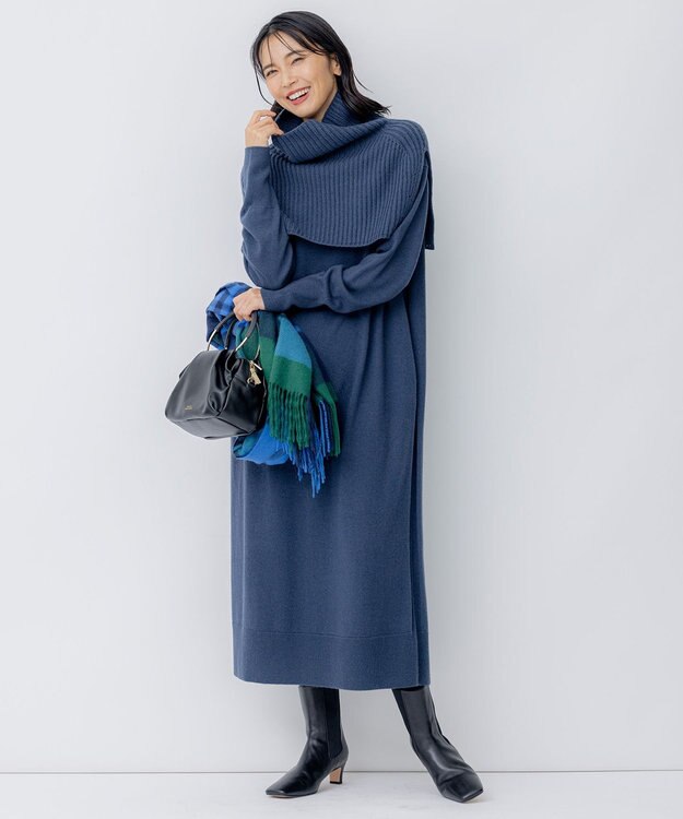 23区 ウールカシミヤ ネックウォーマー ダルブルー系