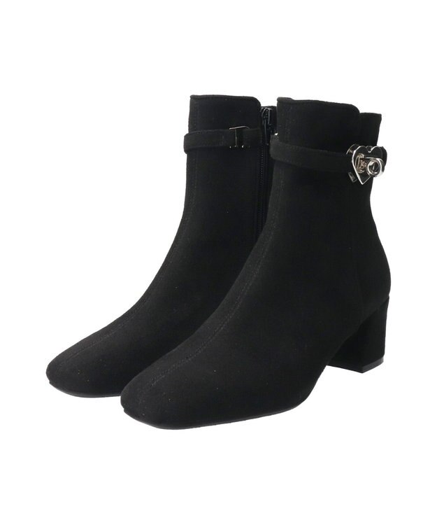 Bridget Birkin 【Bridget Birkin】ハート金具ベルトショートブーツ ブラックスウェード