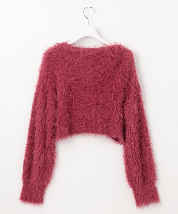 Feroux 【洗える】シャギーショート カーディガン レッド系