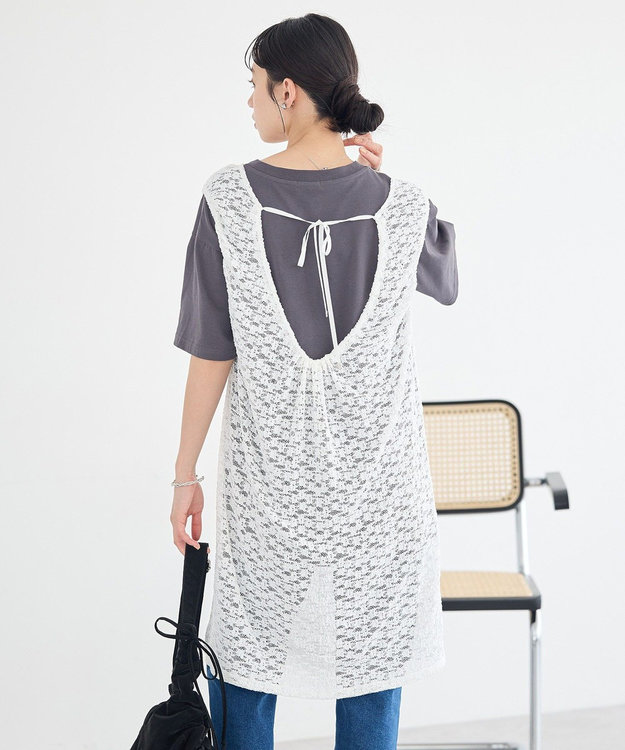 earth music&ecology 【2WAY】レースギャザーワンピース Off White
