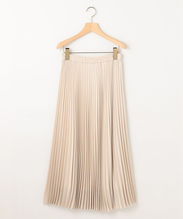 組曲 L レザーライクサテン プリーツスカート アイボリー系