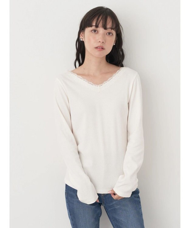 earth music&ecology 前後２ＷＡＹ襟レースプルオーバー Ivory