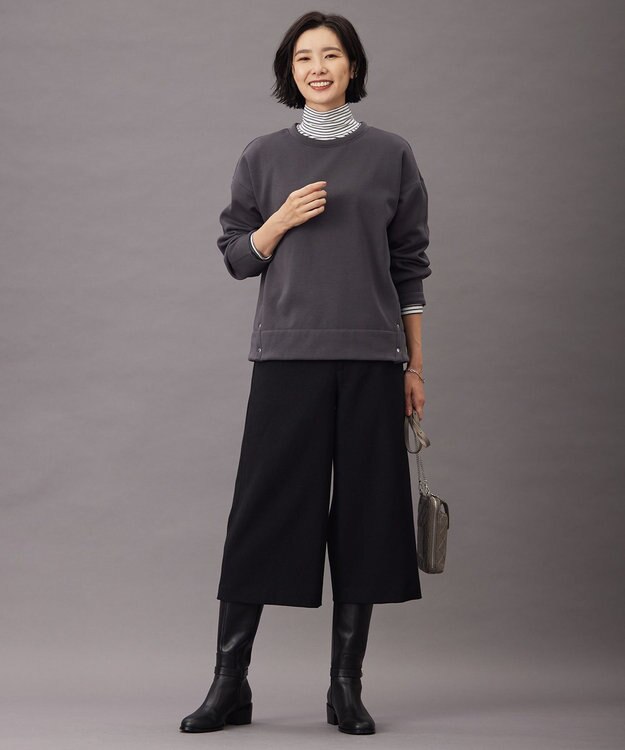 J.PRESS LADIES S 【WEB限定カラーあり・洗える】ツムギート flannel キュロット パンツ ブラック系