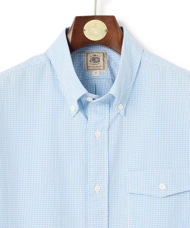 J.PRESS MEN 【KING SIZE】【クールマックス】サッカーストライプ／マイクロギンガムチェック シャツ/B.D サックスブルー系3