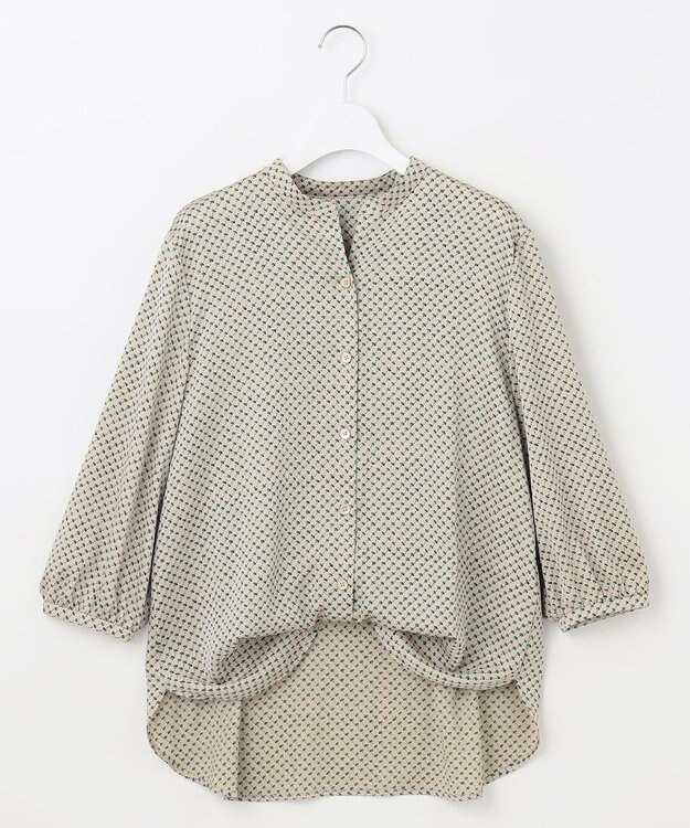 自由区 L 【カタログ掲載・セットアップ対応・洗える】サテンアムンゼンバンドカラー ブラウス サンドベージュ系