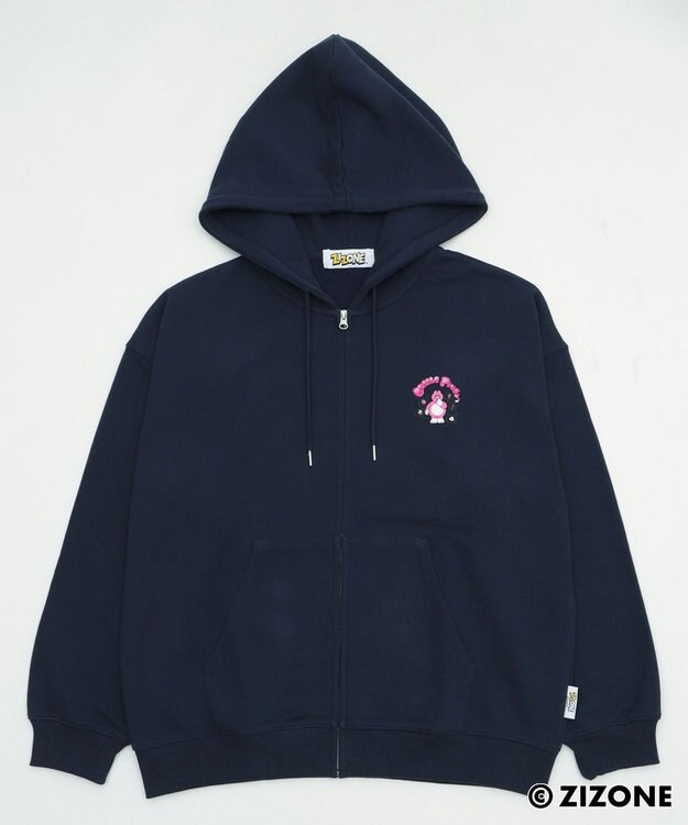 WEGO 【ユニセックス着用ITEM】別注ZIZONEグラフィックZIPパーカー ネイビー
