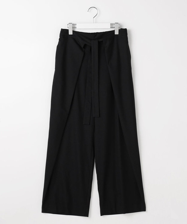 自由区 L 【SHIHOさん着用】フロントディテールラップワイド パンツ ブラックⅡ