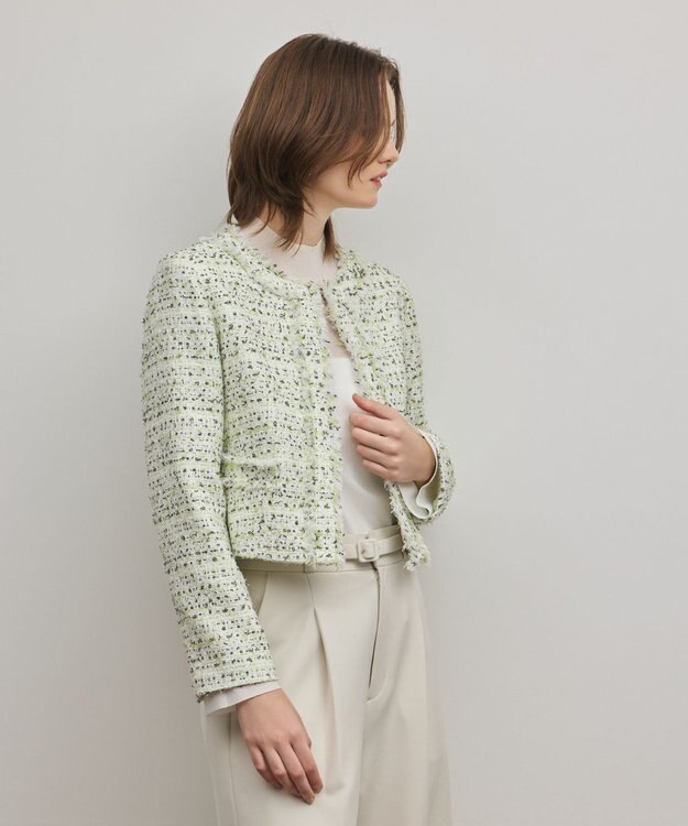 GRACE CONTINENTAL ミックスツイードジャケット イエロー