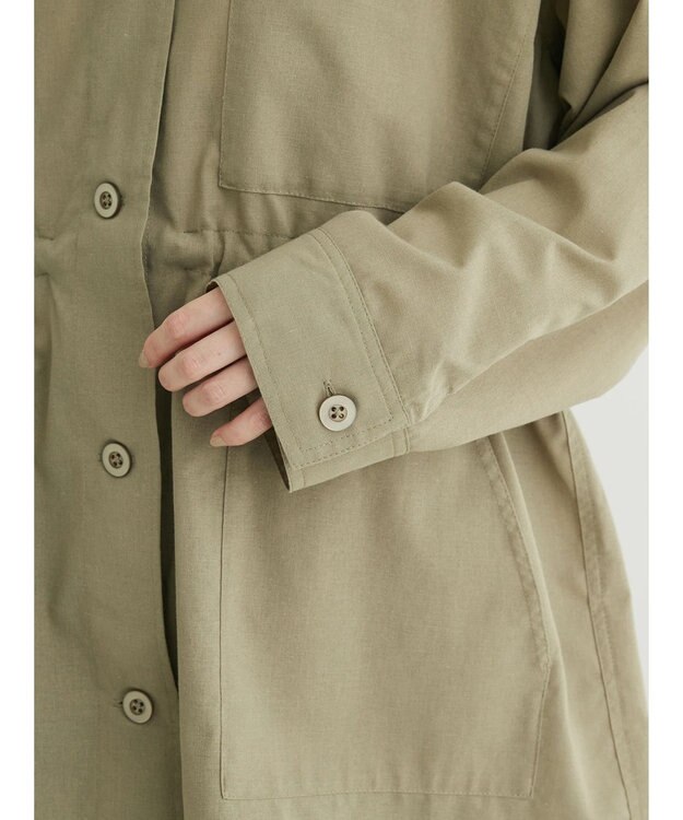 Green Parks 綿麻混ノーカラーブルゾン Light Khaki