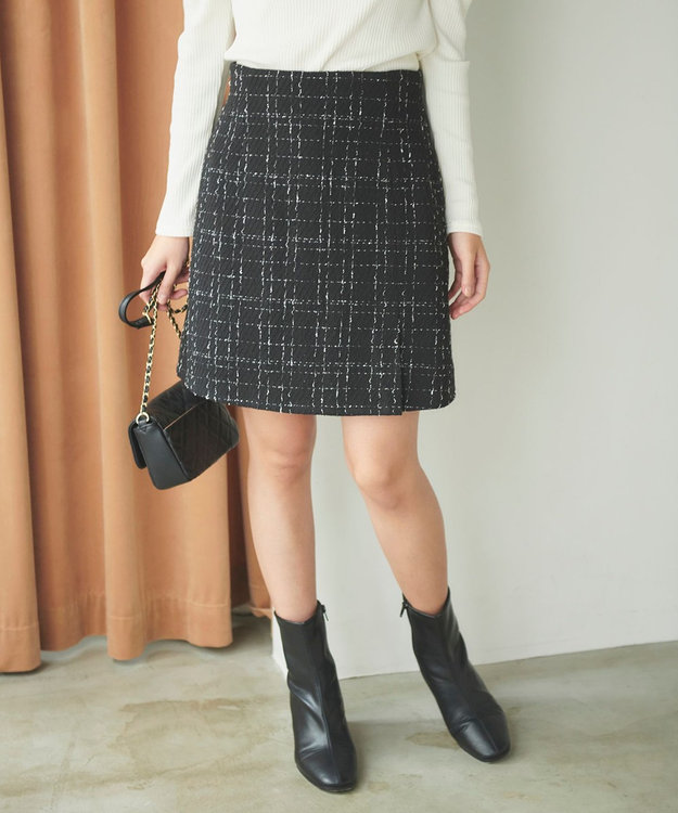 Feroux 【洗える】ツイードスカ ショーパン ブラック系1