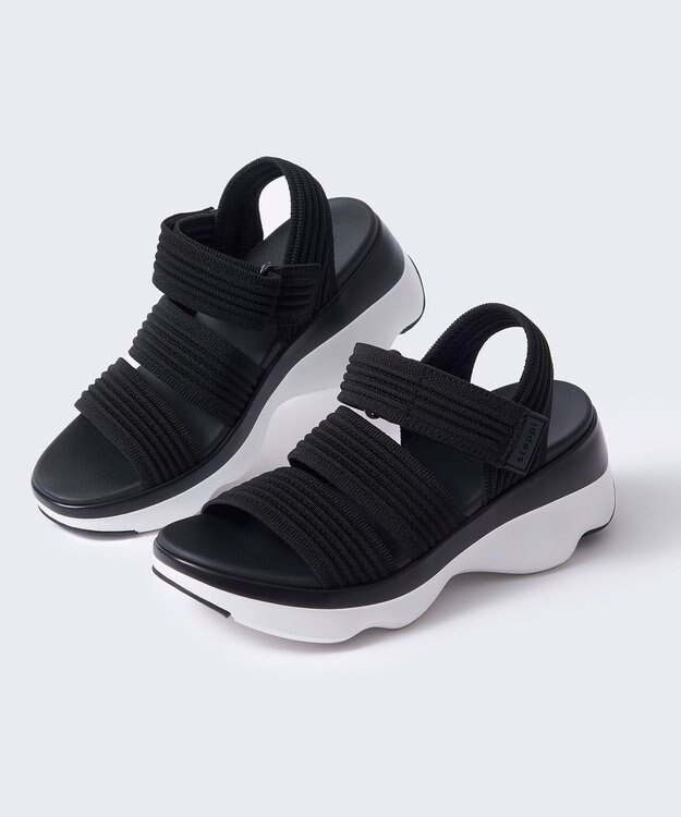 steppi 【洗える】プラットフォームサンダル ブラック×ホワイト