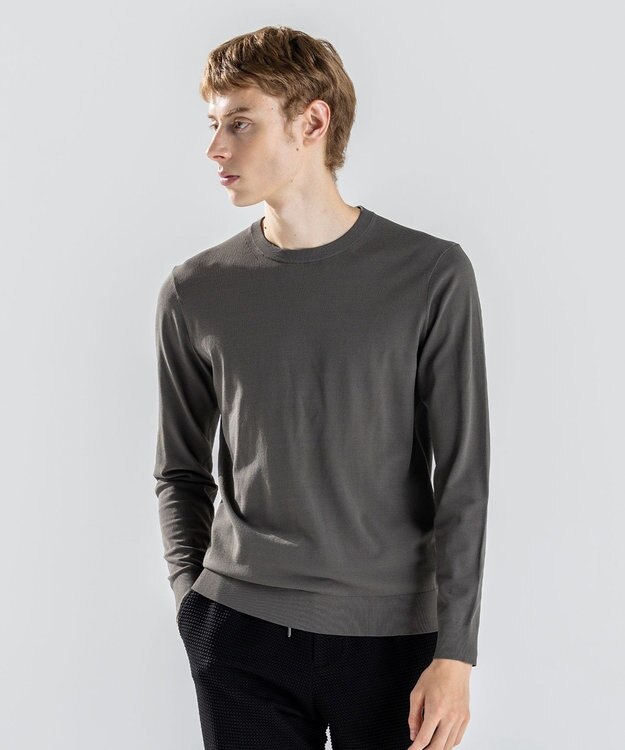 JOSEPH HOMME 【ストレッチ】リュクスレーヨン　クルーネック長袖ニット ダークグリーン系