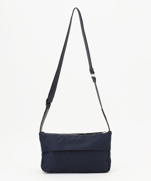 Y'SACCS リサイクルナイロン×カウレザー ラップミニショルダー ネイビー