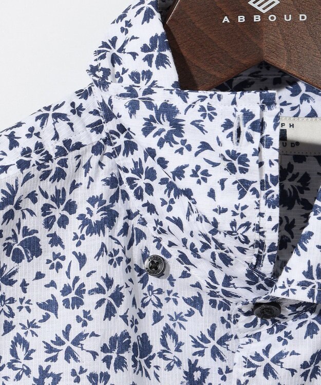 JOSEPH ABBOUD 【サスティナブル】コットンリヨセルリネンフラワープリント シャツ ネイビー系5