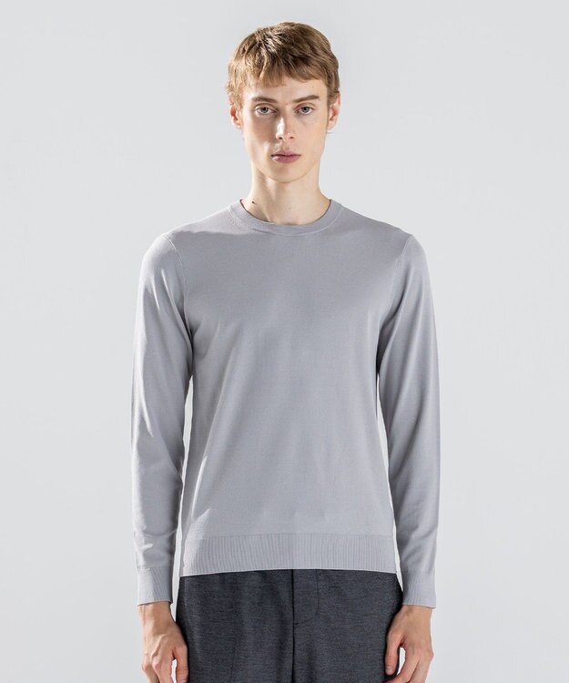 JOSEPH HOMME 【ストレッチ】リュクスレーヨン　クルーネック長袖ニット ライトグレー系