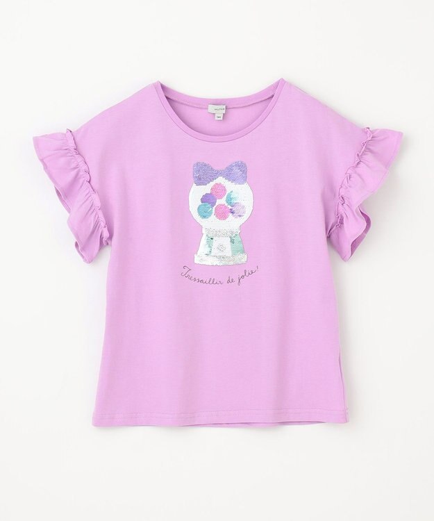 ANY KIDS 接触冷感 しろくま ミラクルスパンコール Tシャツ ラベンダー×ガチャガチャ